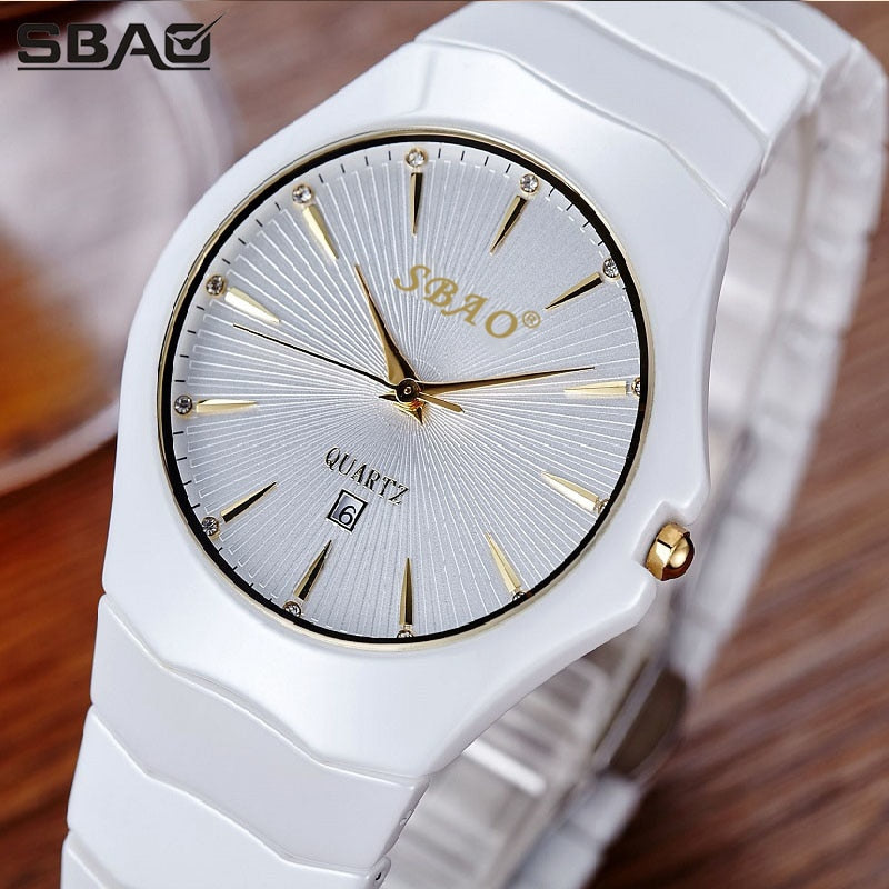 Luxury Ceramic Women Dress Watch Brand SBAO Fashion Casual Charm Lady Quartz Watch 2017 New Simple Design Relogio Masculino