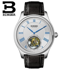 Luxury Switzerland BINGER Watches Men Seagull Automatic Movemt Watch Male Tourbillon Sapphire Alligator Hide Mechanical B80803-1