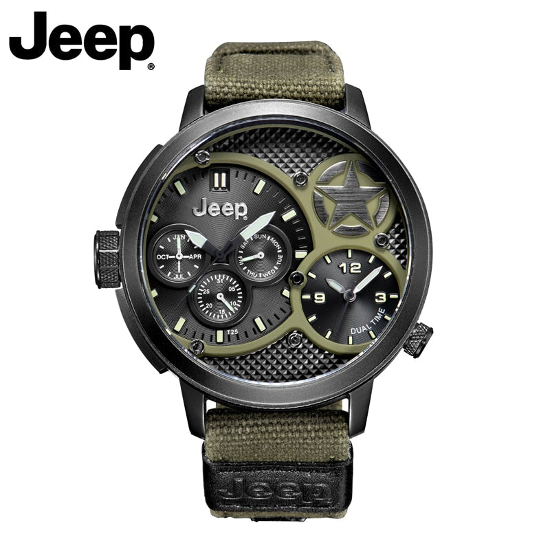 Jeep Original Men Watches Military Outdoor Sport Quartz Green Cavas Watches Top Brand Water Resistant Luxury Watches JP15203