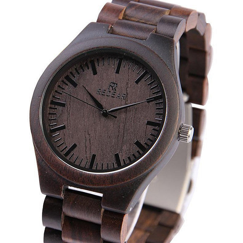 Vintage Full Wood Wrist Watches Ebony Bamboo Wooden Watches Wood Strap Movement Men'S Watch