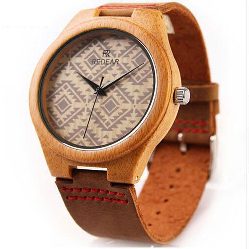 Bamboo Wooden Watch Unique Design Top Brand Wrist Watches Wood Men'S Watch
