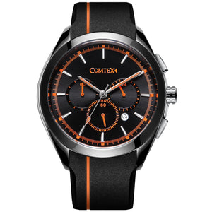 Comtex Men's Chronograph Sport Watch Casual Style Black Tone with Silicone Band