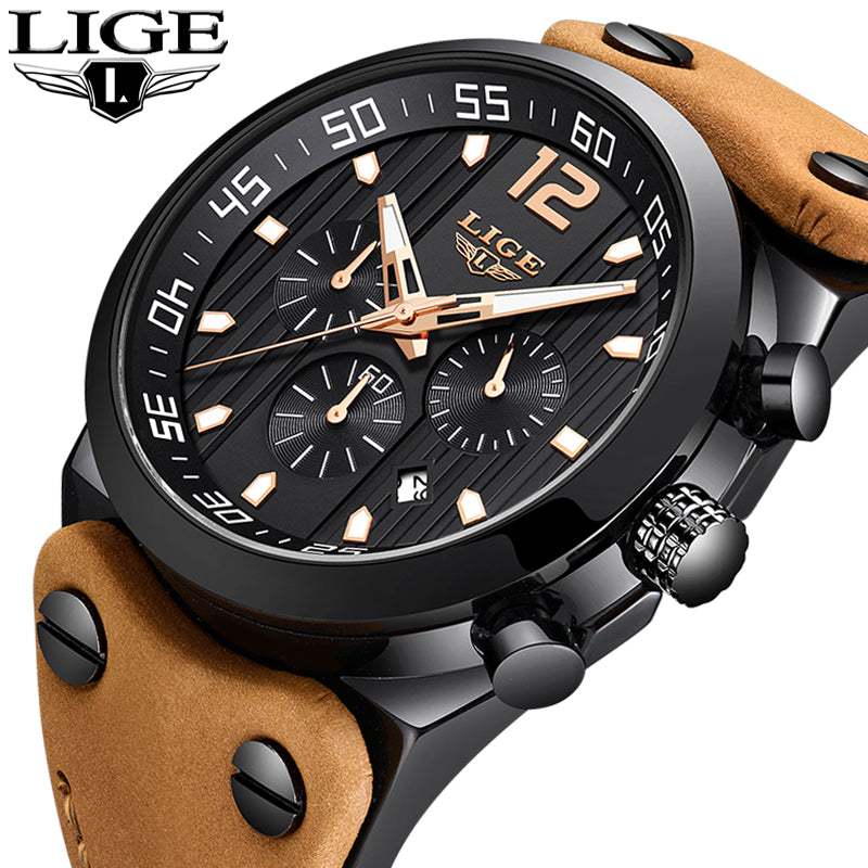 2018 LIGE Mens Watches Military Army Brand Luxury Sports Casual Waterproof Male Watch Quartz Stainless Steel Man Wristwatch XFCS